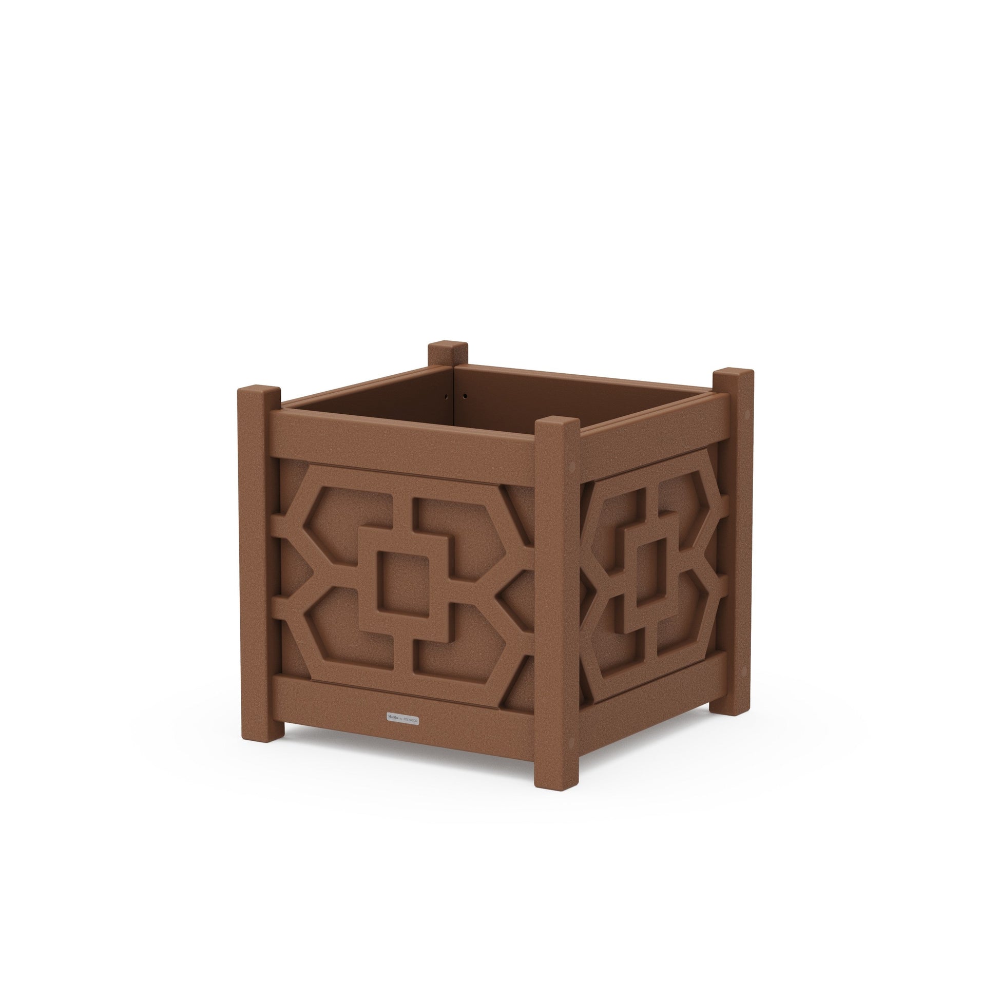 POLYWOOD Chinoiserie Large Square Planter Box — Teak
