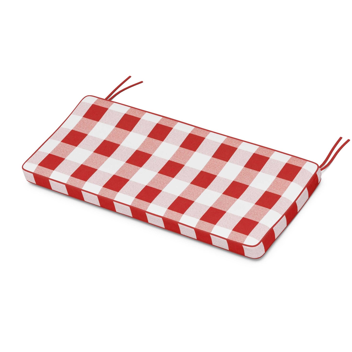 POLYWOOD Chinoiserie Bench Seat Cushion — Buffalo Plaid Crimson