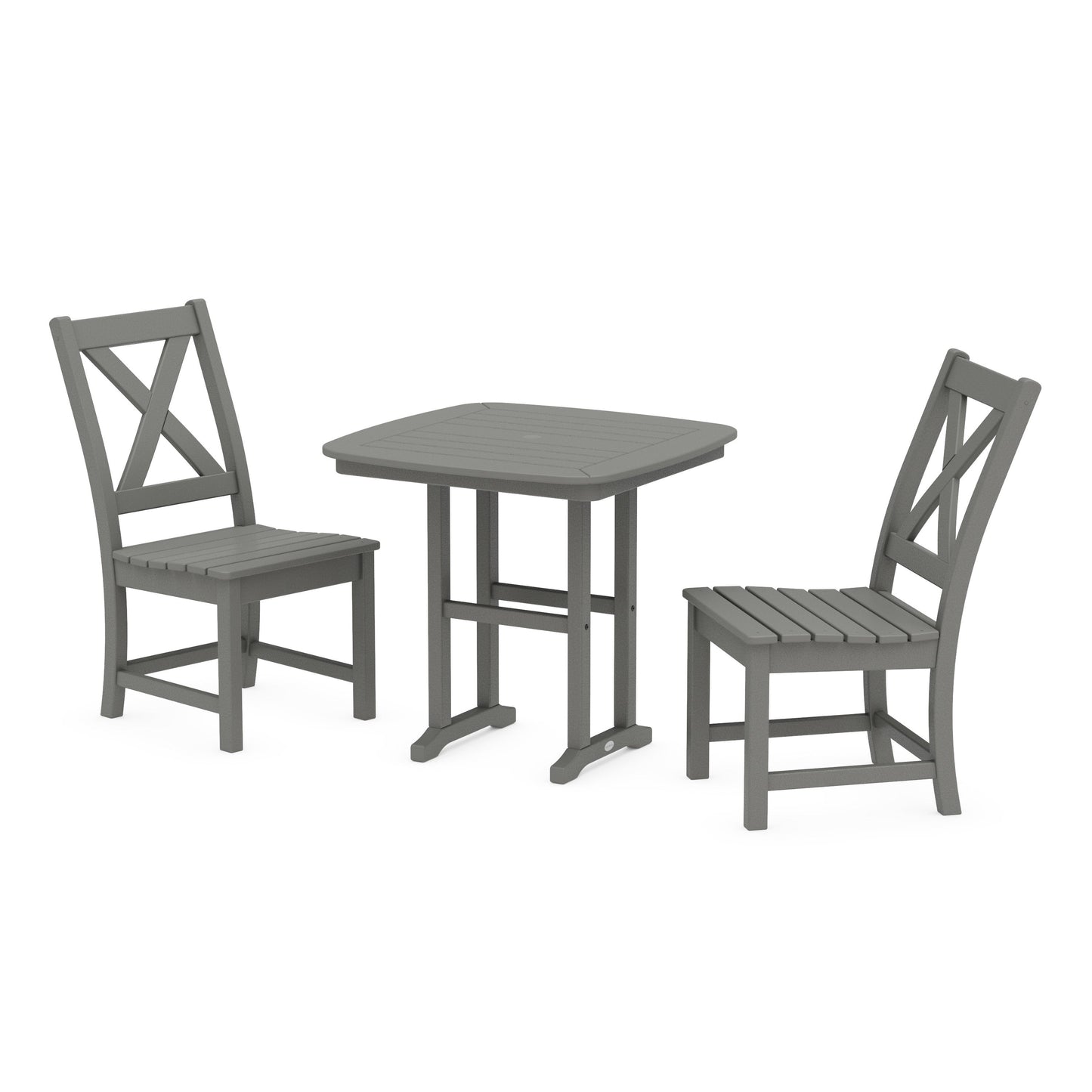 POLYWOOD Braxton Side Chair 3-Piece Dining Set — Slate Grey