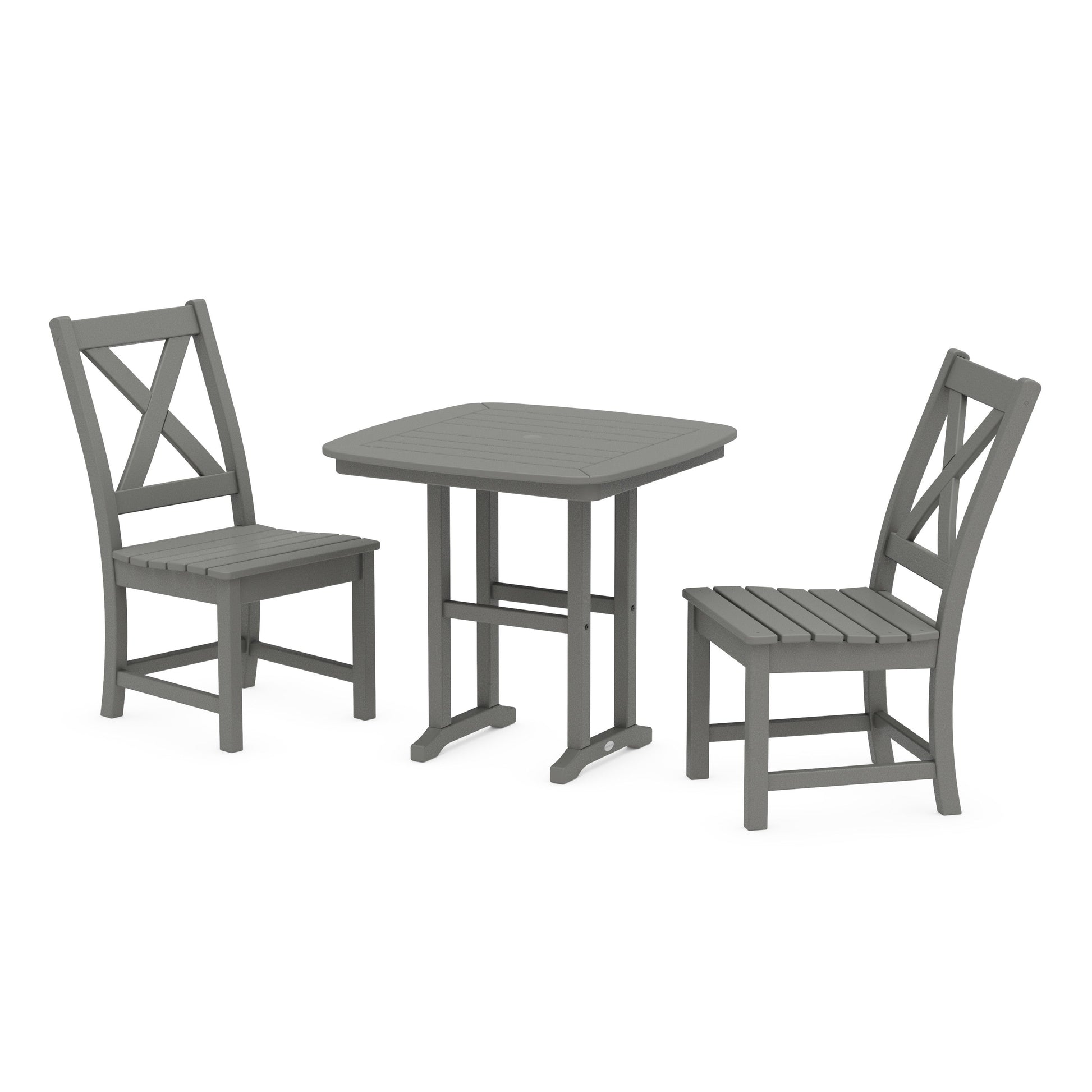 POLYWOOD Braxton Side Chair 3-Piece Dining Set — Slate Grey