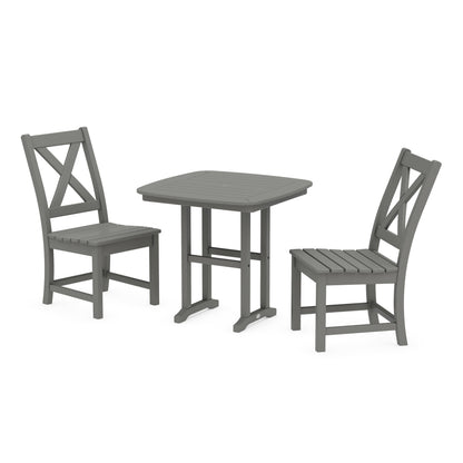 POLYWOOD Braxton Side Chair 3-Piece Dining Set — Slate Grey