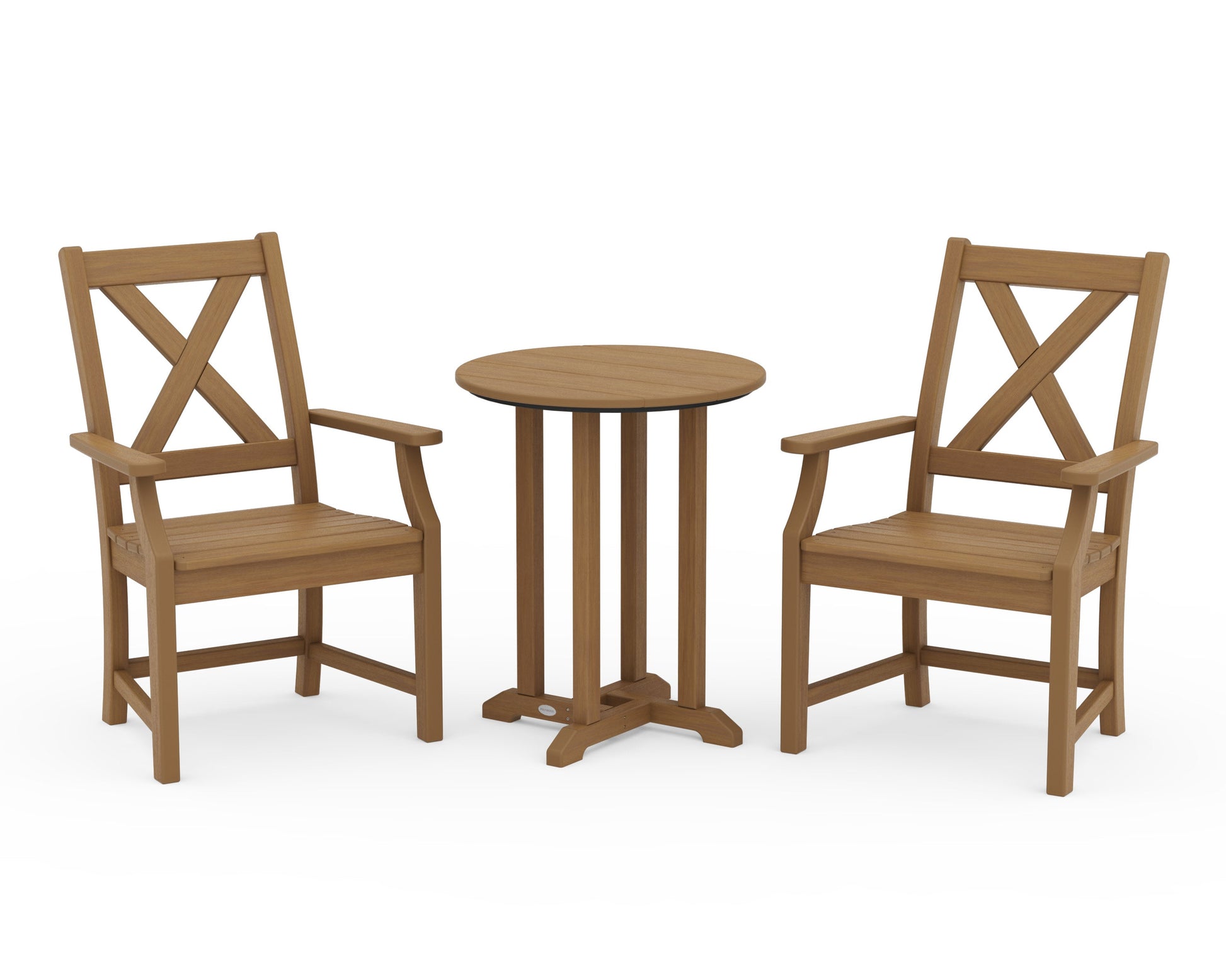 POLYWOOD Braxton 3-Piece Round Bistro Dining Set — Natural