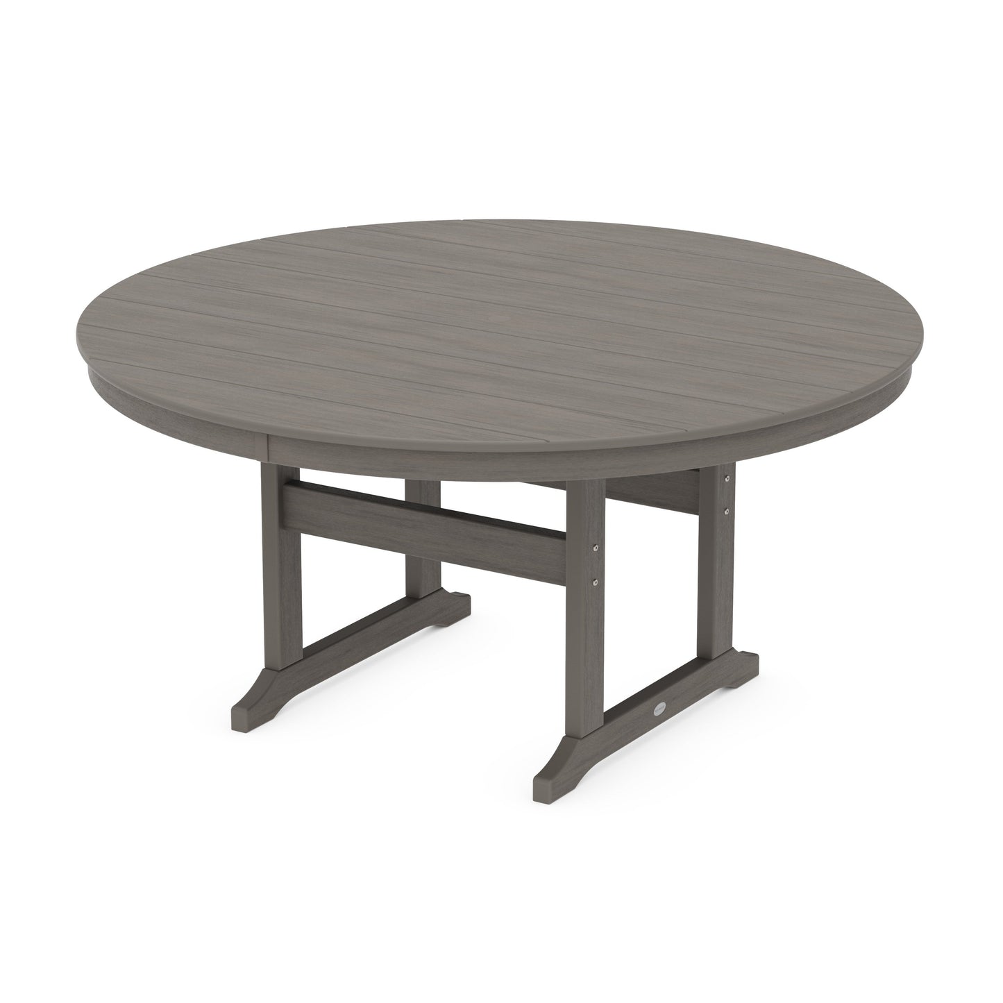 POLYWOOD 60" Round Farmhouse Dining Table — Driftwood