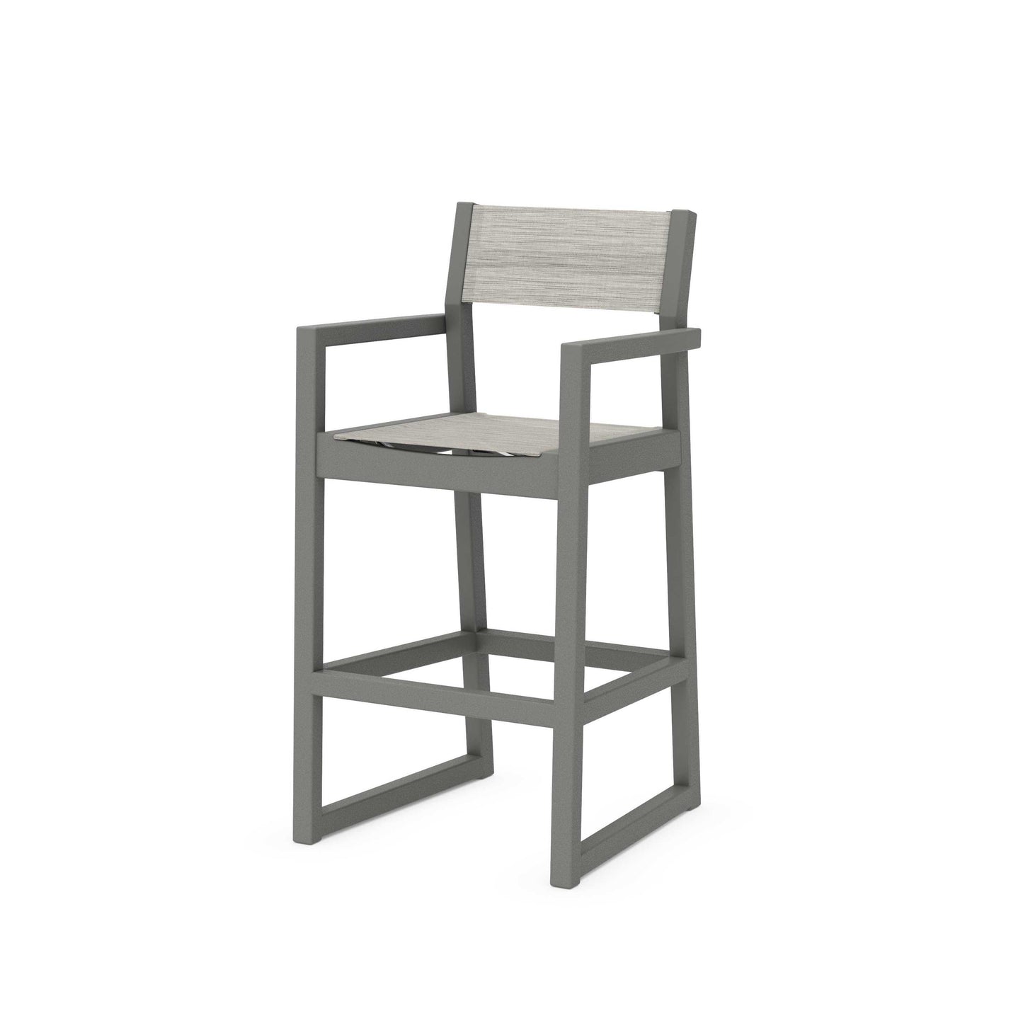 POLYWOOD EDGE Sling Bar Arm Chair — Slate Grey / Birch Sling