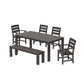 POLYWOOD Lakeside 6-Piece Parsons Dining Set with Bench — Vintage Coffee