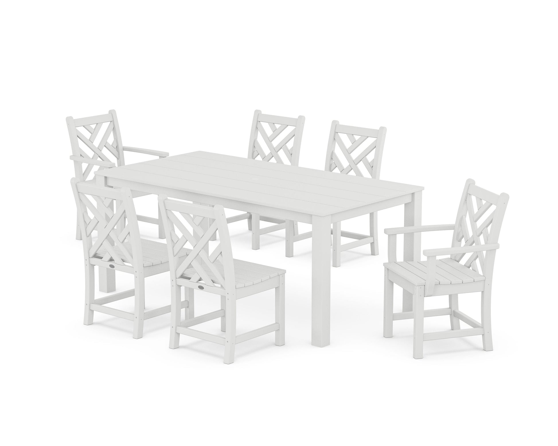 POLYWOOD Chippendale 7-Piece Parsons Dining Set — White