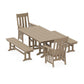 POLYWOOD Acadia 5-Piece Farmhouse Dining Set with Benches — Vintage Sahara