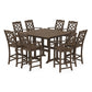 POLYWOOD Chinoiserie 9-Piece Square Side Chair Bar Set with Trestle Legs — Kona