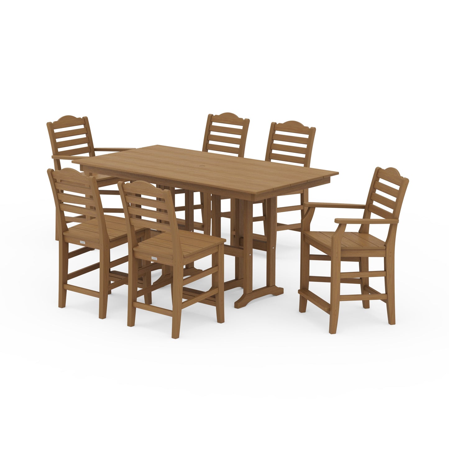 POLYWOOD Savannah 7-Piece Farmhouse Counter Set — Natural