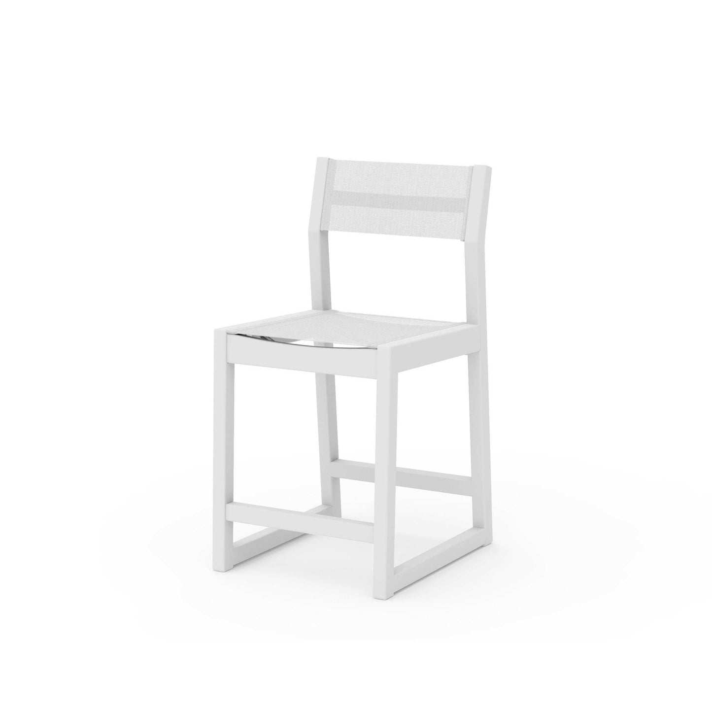 POLYWOOD EDGE Sling Counter Side Chair — White / White Sling