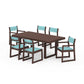 POLYWOOD EDGE Sling 7-Piece Dining Set — Mahogany / Dupioni Aquamarine Sling