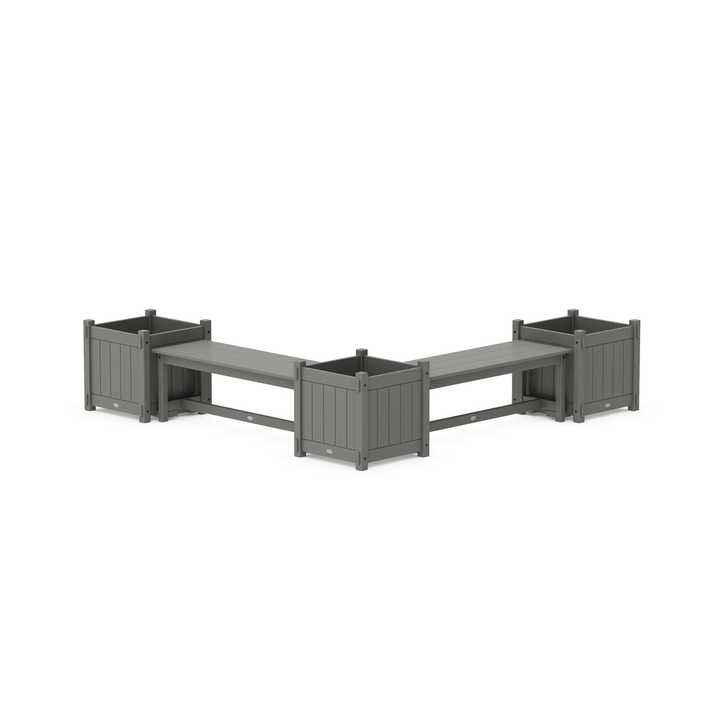 POLYWOOD 48" Vineyard L- Shaped Planter Bench Corner Set - Large — Slate Grey