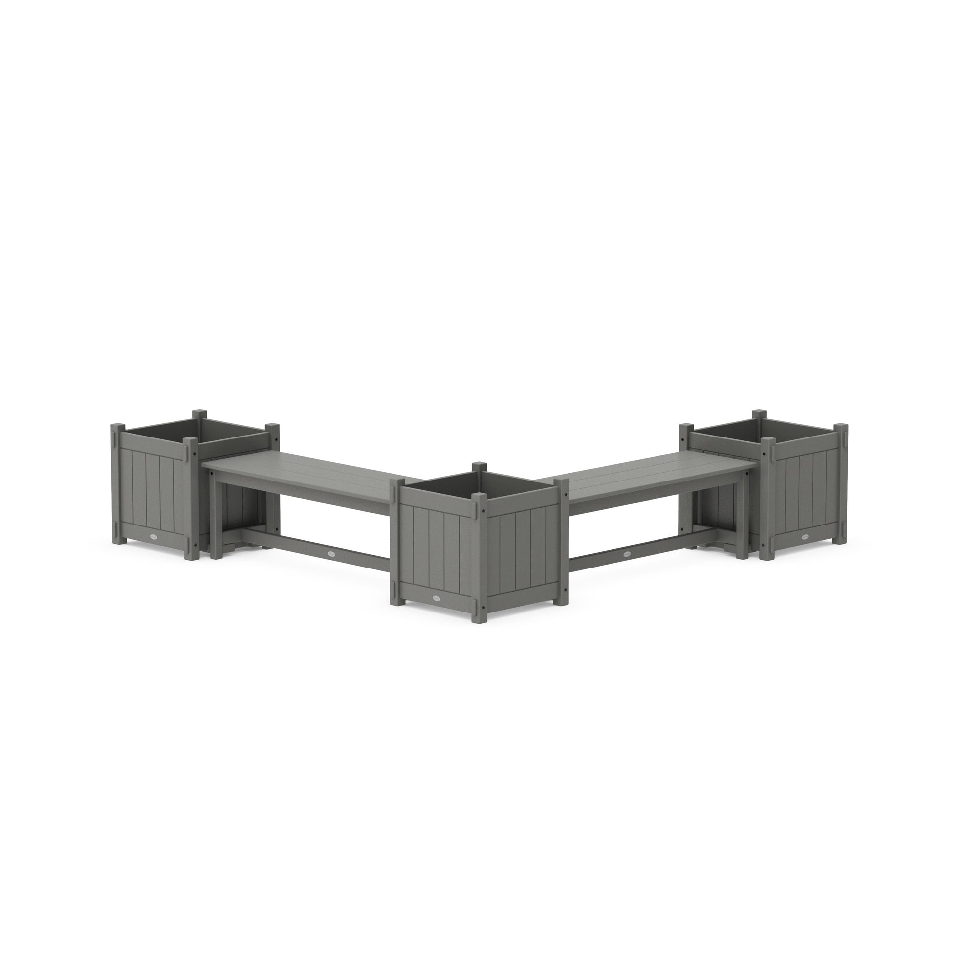POLYWOOD 48" Vineyard L- Shaped Planter Bench Corner Set - Large — Slate Grey