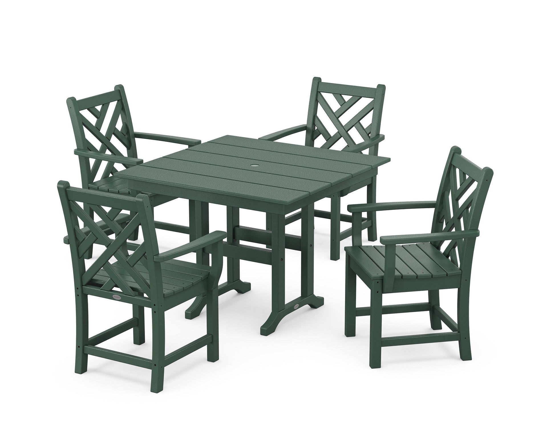 POLYWOOD Chippendale 5-Piece Farmhouse Dining Set — Green