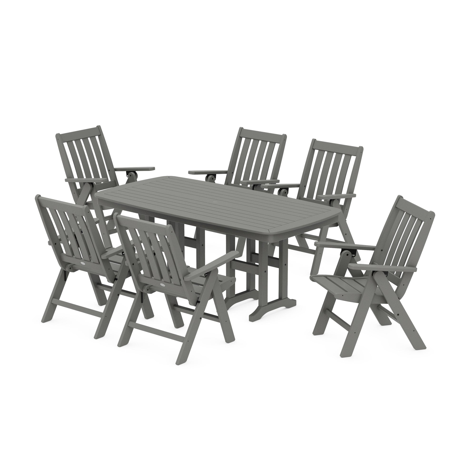 POLYWOOD Vineyard Folding Chair 7-Piece Dining Set — Slate Grey