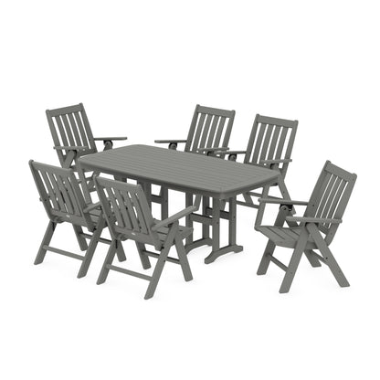 POLYWOOD Vineyard Folding Chair 7-Piece Dining Set — Slate Grey