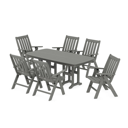 POLYWOOD Vineyard Folding Chair 7-Piece Dining Set — Slate Grey