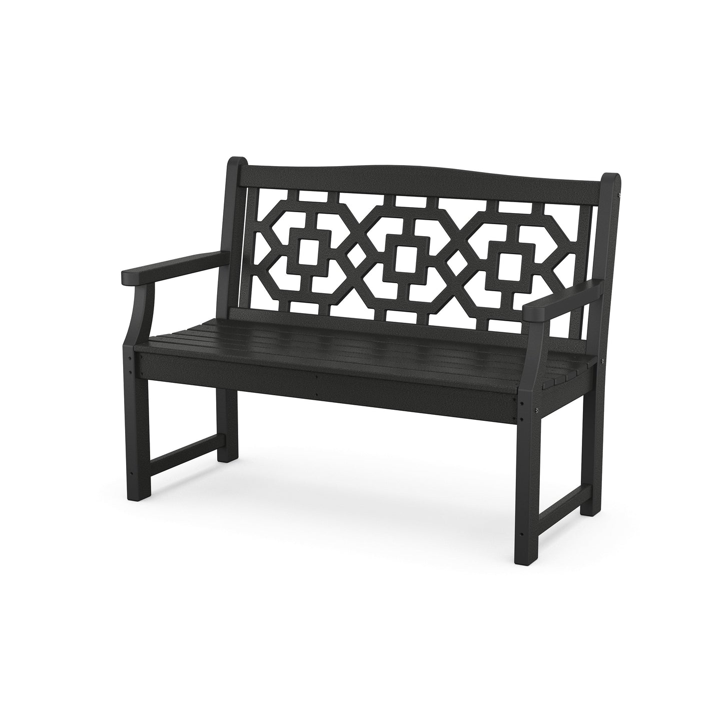 POLYWOOD Chinoiserie 48" Garden Bench — Black