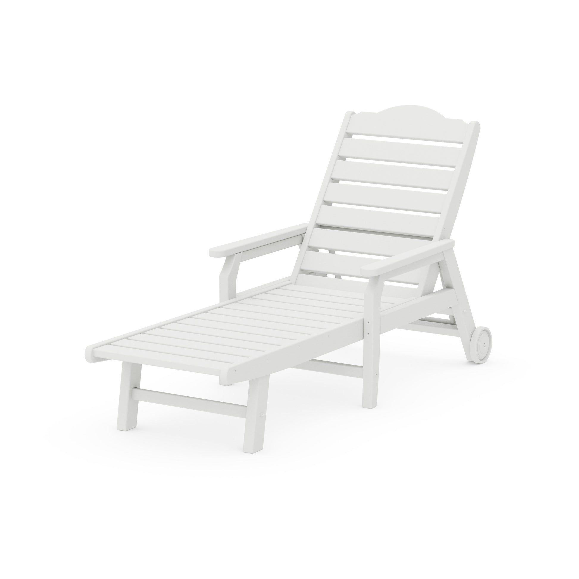 POLYWOOD Savannah Chaise with Arms and Wheels — White