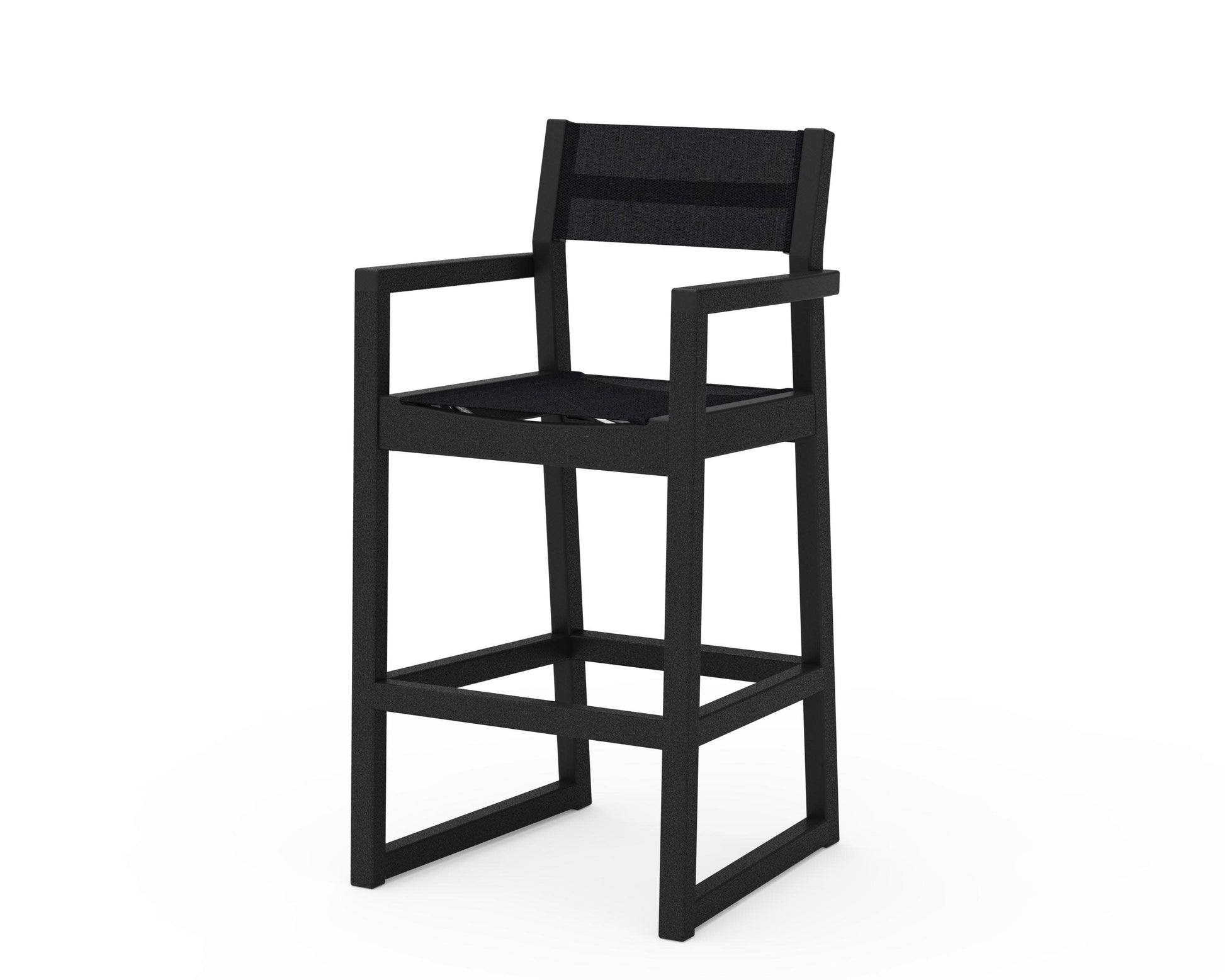 POLYWOOD EDGE Sling Bar Arm Chair — Black / Black Sling