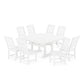 POLYWOOD Chinoiserie 9-Piece Square Side Chair Dining Set with Trestle Legs — White