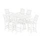 POLYWOOD Chinoiserie Arm Chair 7-Piece Farmhouse Bar Set with Trestle Legs — White