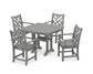 POLYWOOD Chippendale 5-Piece Dining Set with Trestle Legs — Slate Grey