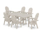 POLYWOOD Vineyard Curveback Adirondack Chair 7-Piece Farmhouse Dining Set — Sand