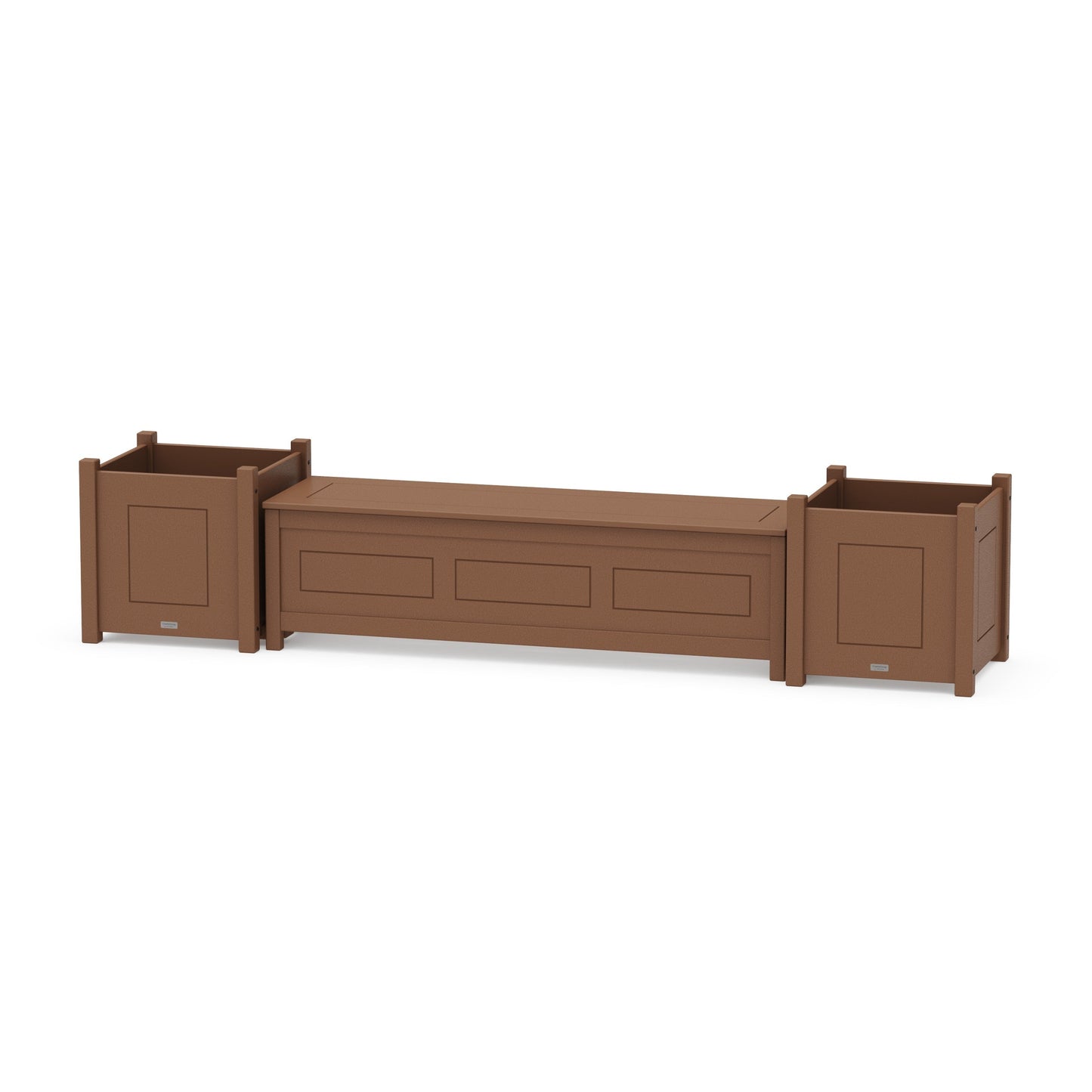 POLYWOOD 60" Country Living Straight Planter Storage Bench Set- Large — Teak
