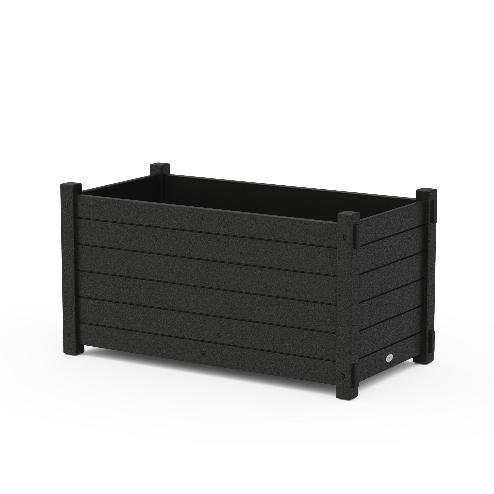 POLYWOOD Nautical Large Rectangle Double Planter Box — Black