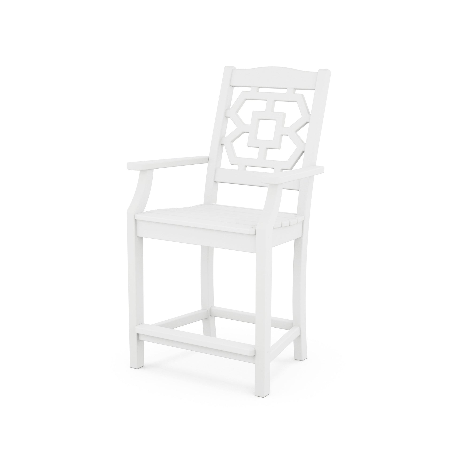 POLYWOOD Chinoiserie Counter Arm Chair — White