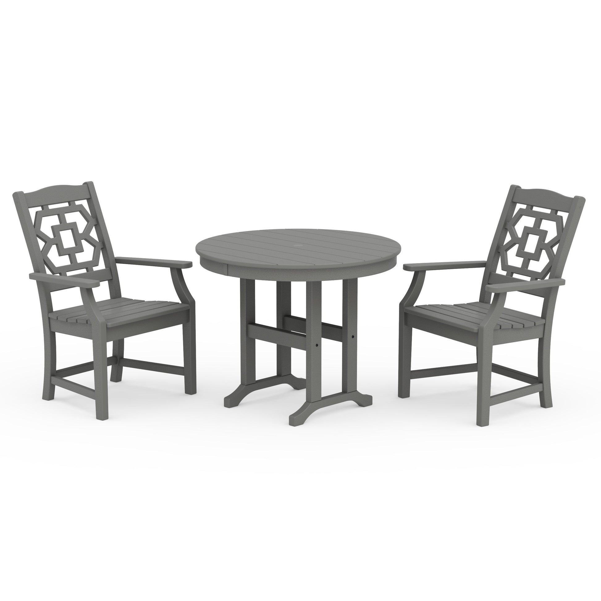 POLYWOOD Chinoiserie 3-Piece Farmhouse Dining Set — Slate Grey