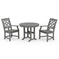 POLYWOOD Chinoiserie 3-Piece Farmhouse Dining Set — Slate Grey