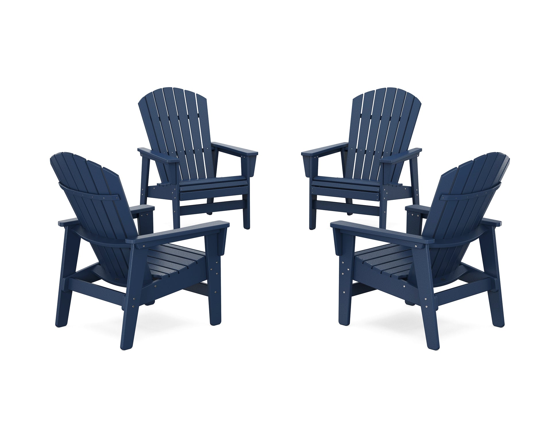 POLYWOOD 4-Piece Nautical Grand Upright Adirondack Chair Conversation Set — Navy