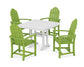 POLYWOOD Classic Adirondack 5-Piece Farmhouse Dining Set With Trestle Legs — Lime / White