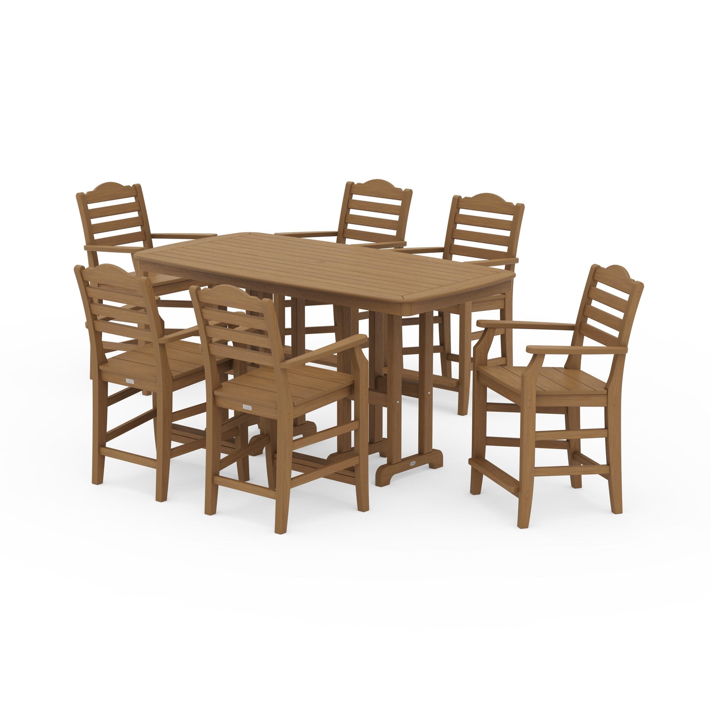 POLYWOOD Savannah Arm Chair 7-Piece Counter Set — Natural