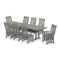 POLYWOOD Acadia 9-Piece Farmhouse Dining Set with Trestle Legs — Slate Grey