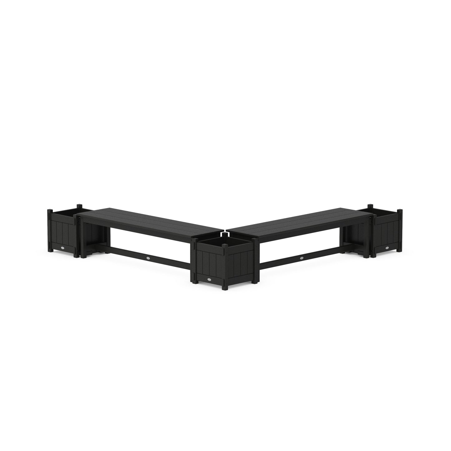 POLYWOOD 60" Vineyard L- Shaped Planter Bench Corner Set — Black