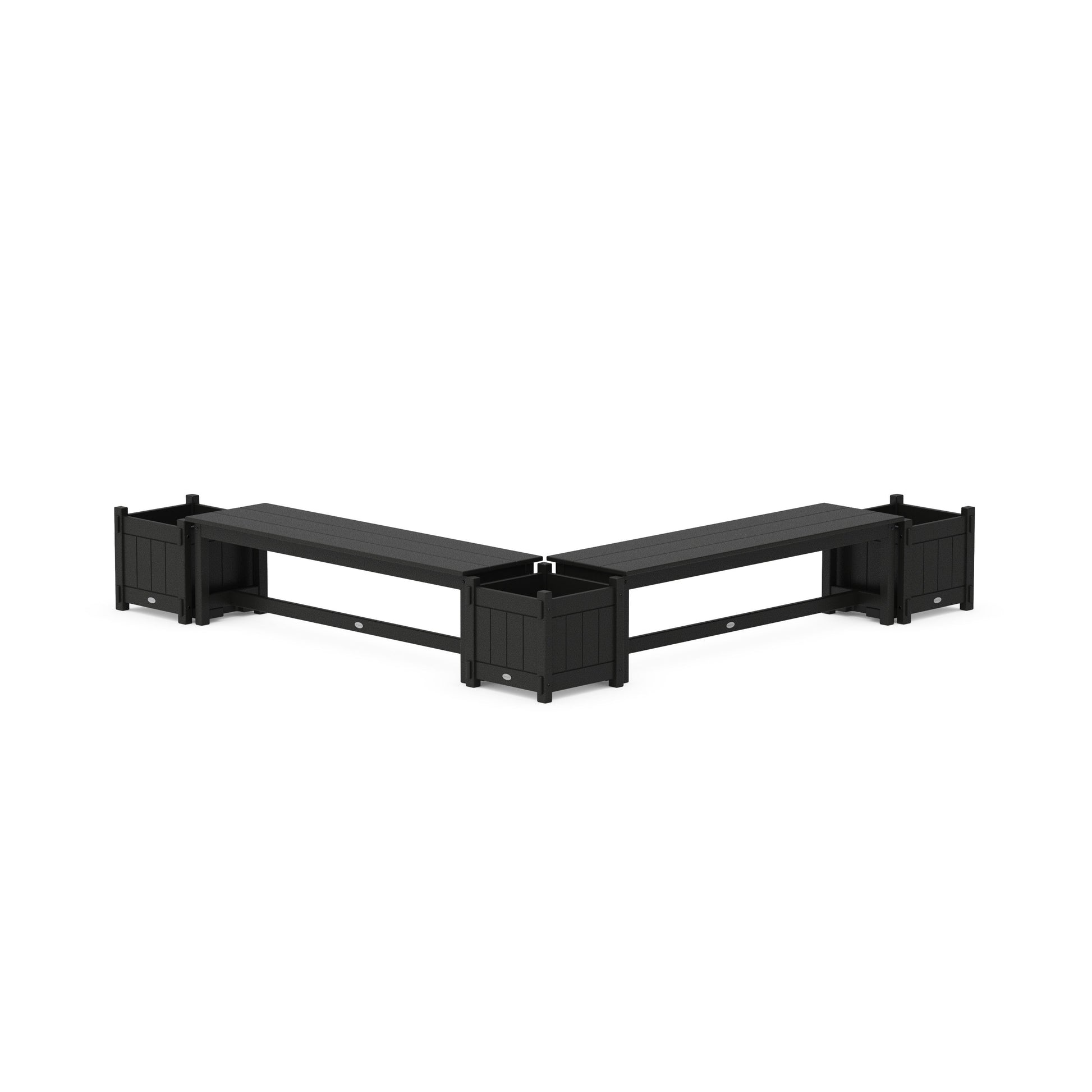 POLYWOOD 60" Vineyard L- Shaped Planter Bench Corner Set — Black