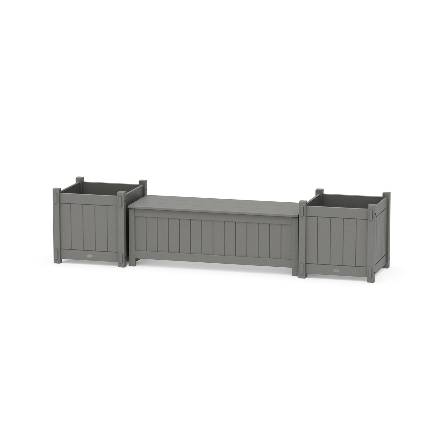 POLYWOOD 48" Vineyard Straight Planter Storage Bench Set- Large — Slate Grey