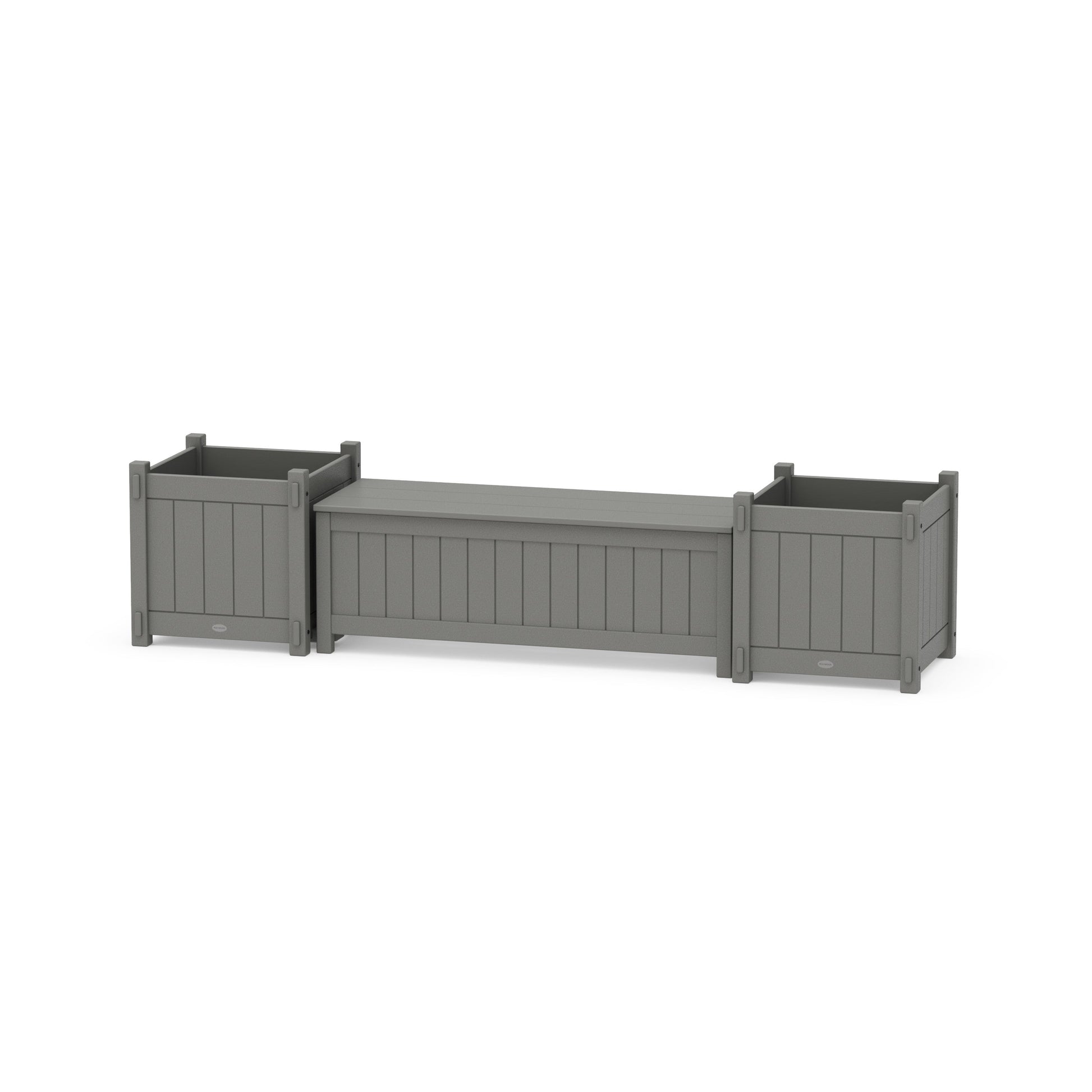 POLYWOOD 48" Vineyard Straight Planter Storage Bench Set- Large — Slate Grey
