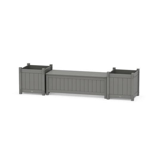 POLYWOOD 48" Vineyard Straight Planter Storage Bench Set- Large — Slate Grey