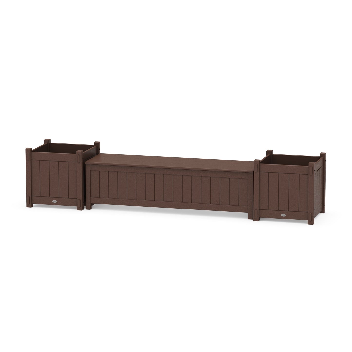 POLYWOOD 60" Vineyard Straight Planter Storage Bench Set- Large — Mahogany