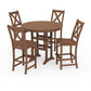 POLYWOOD Braxton 5-Piece Nautical Trestle Arm Chair Bar Set — Teak