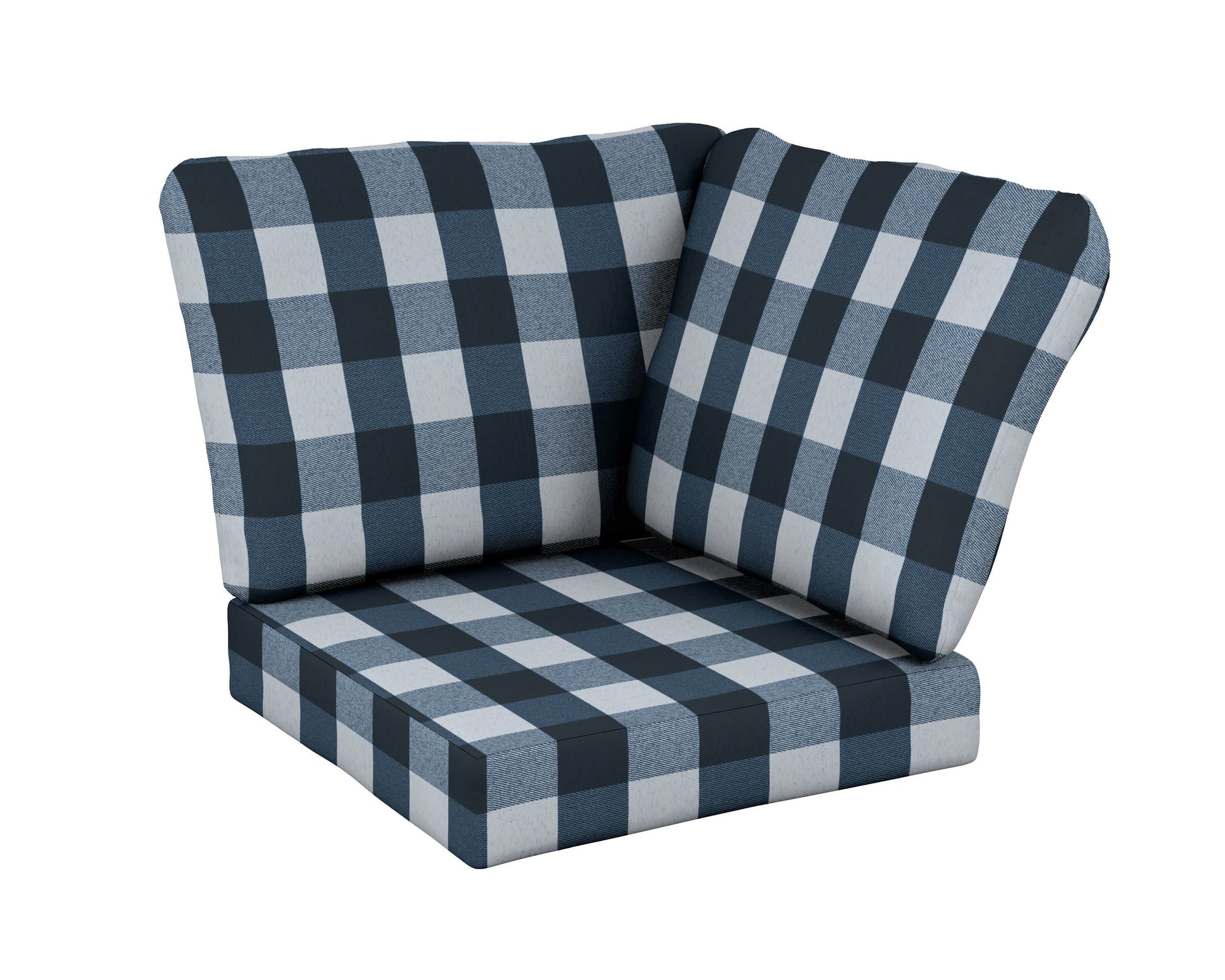 POLYWOOD Baffle Modular Corner Cushion — Buffalo Plaid Marine Indigo