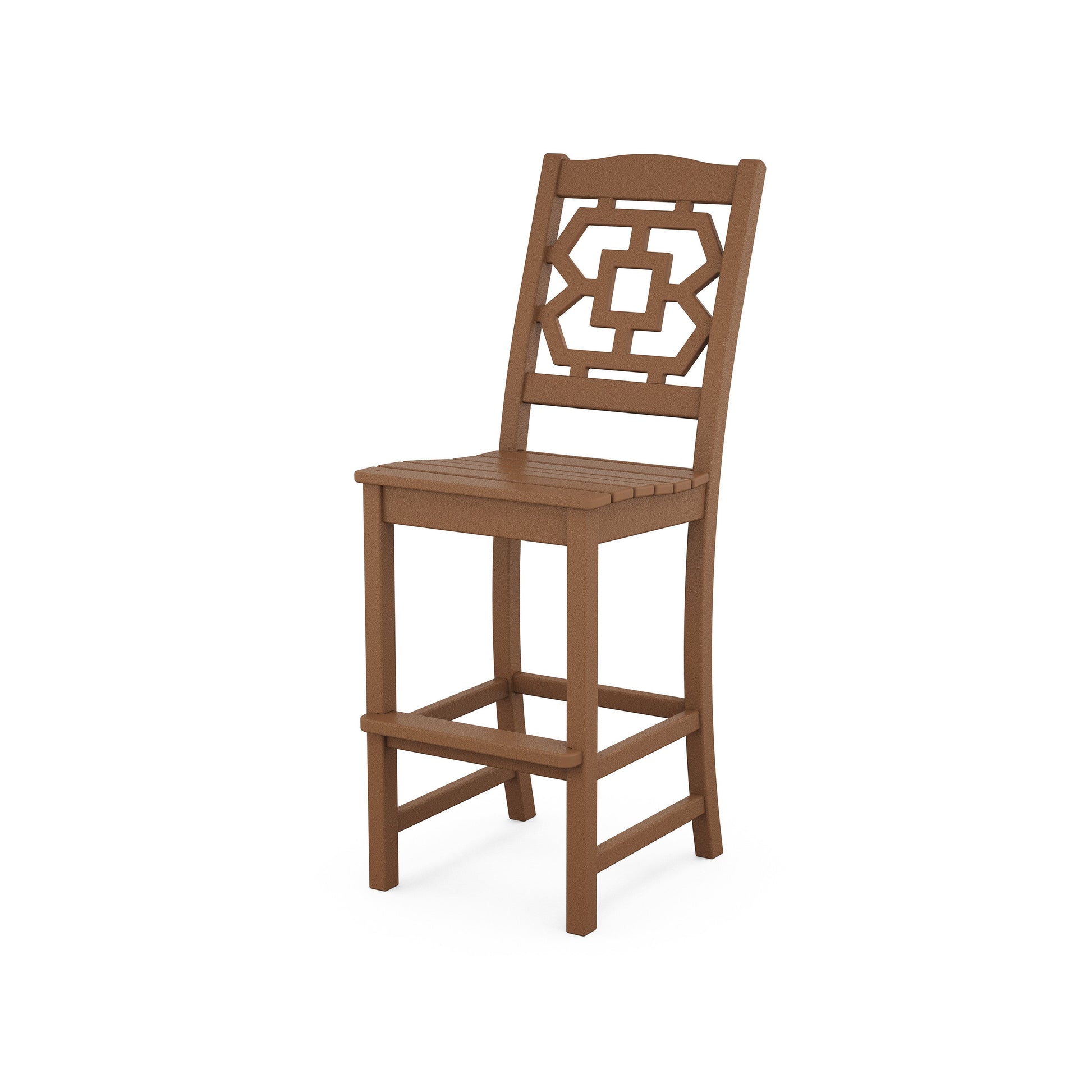 POLYWOOD Chinoiserie Bar Side Chair — Teak