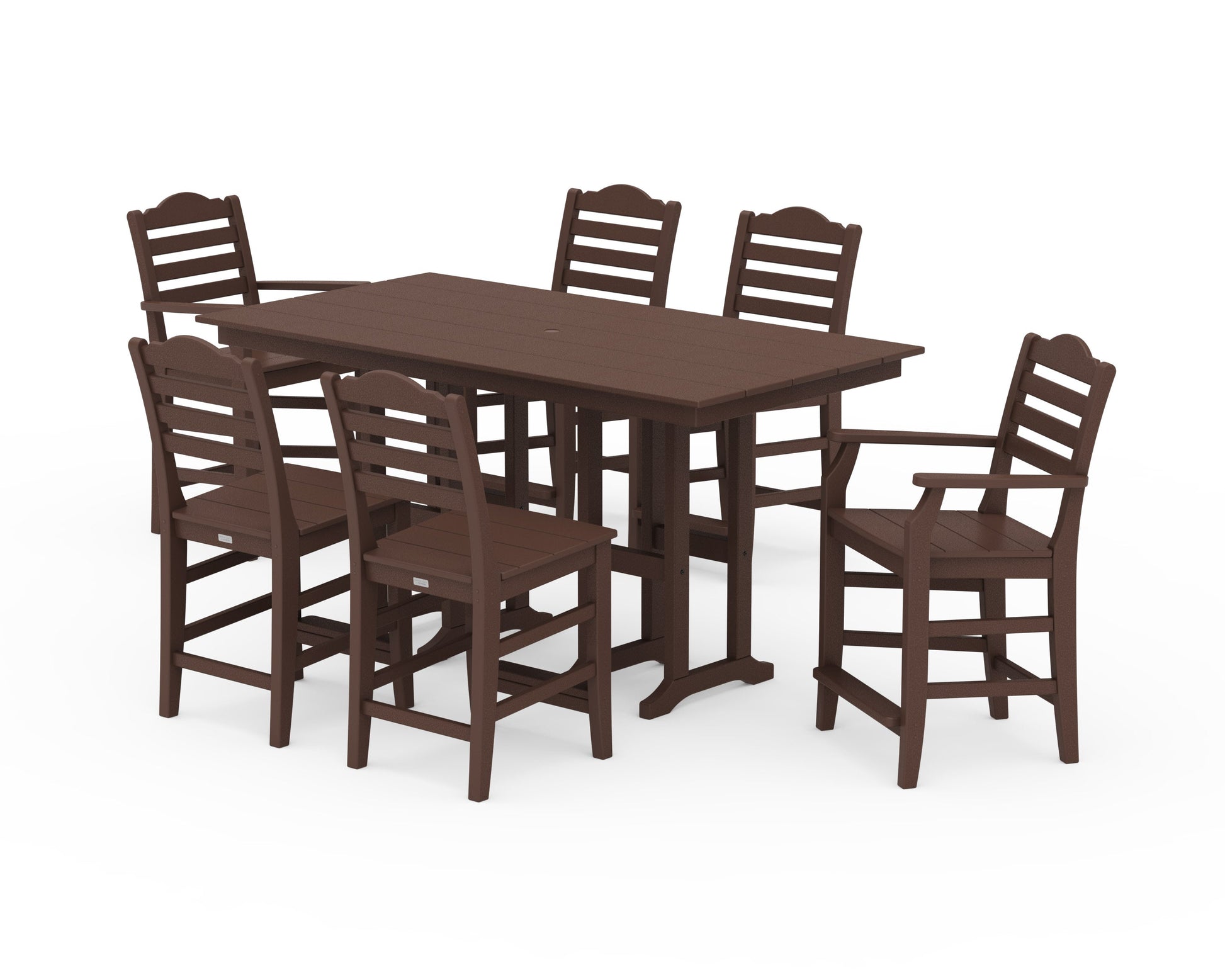 POLYWOOD Savannah 7-Piece Farmhouse Counter Set — Mahogany