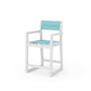 POLYWOOD EDGE Sling Counter Arm Chair — White / Dupioni Aquamarine Sling