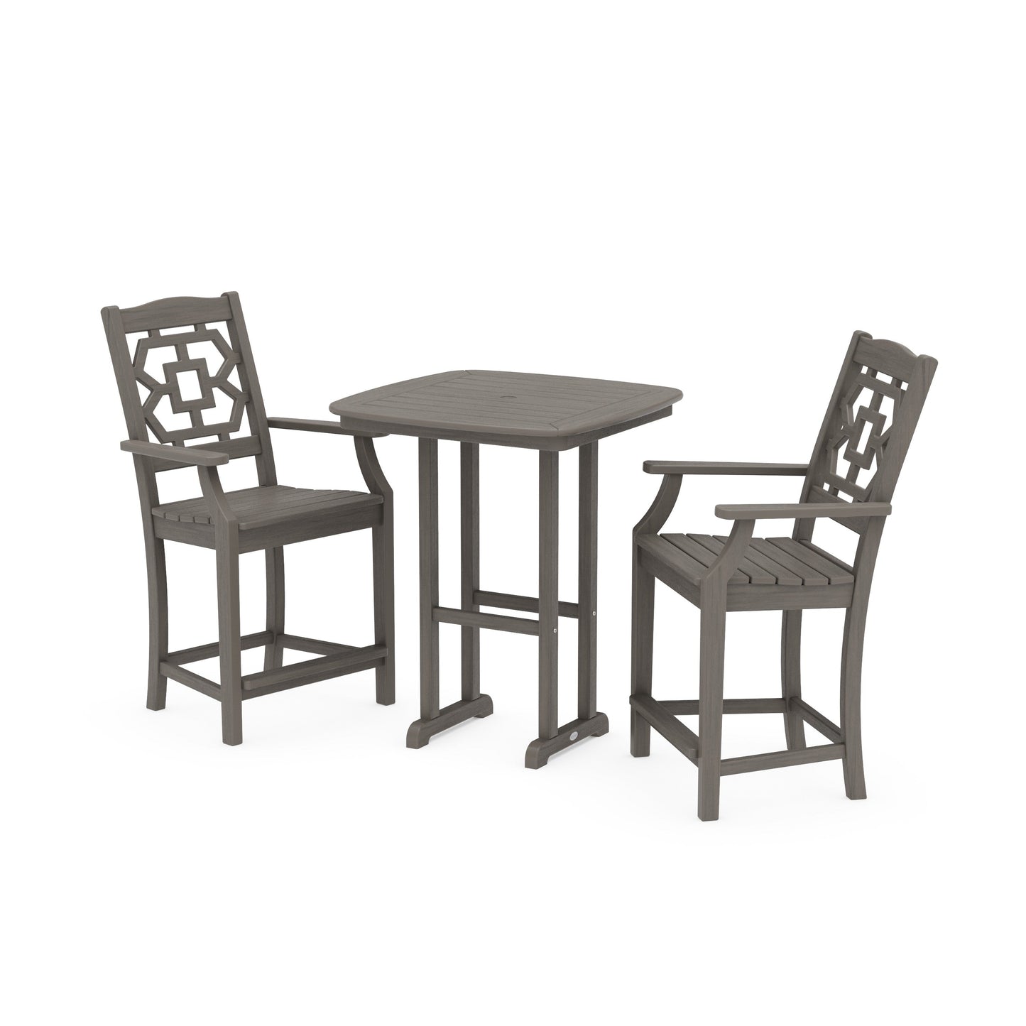 POLYWOOD Chinoiserie 3-Piece Counter Set — Driftwood