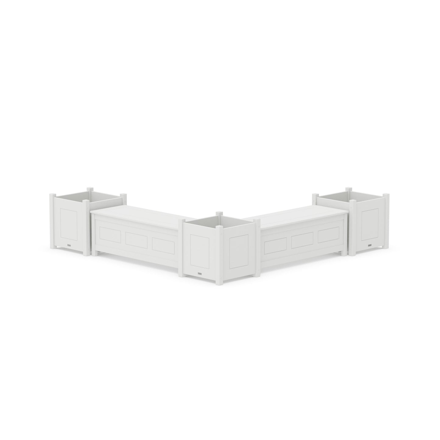 POLYWOOD 48" Country Living L- Shaped Planter Storage Bench Corner Set- Large — White
